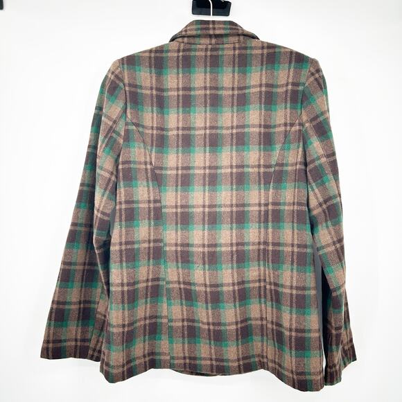 Lush Womens Business Preppy Plaid Wool Blend Double Breasted Blazer Jacket S - Picture 7 of 7